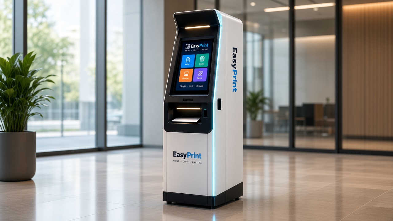 EasyPprint kiosk in a lobby