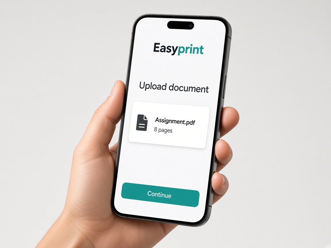 Phone uploading a PDF in the EasyPprint web flow